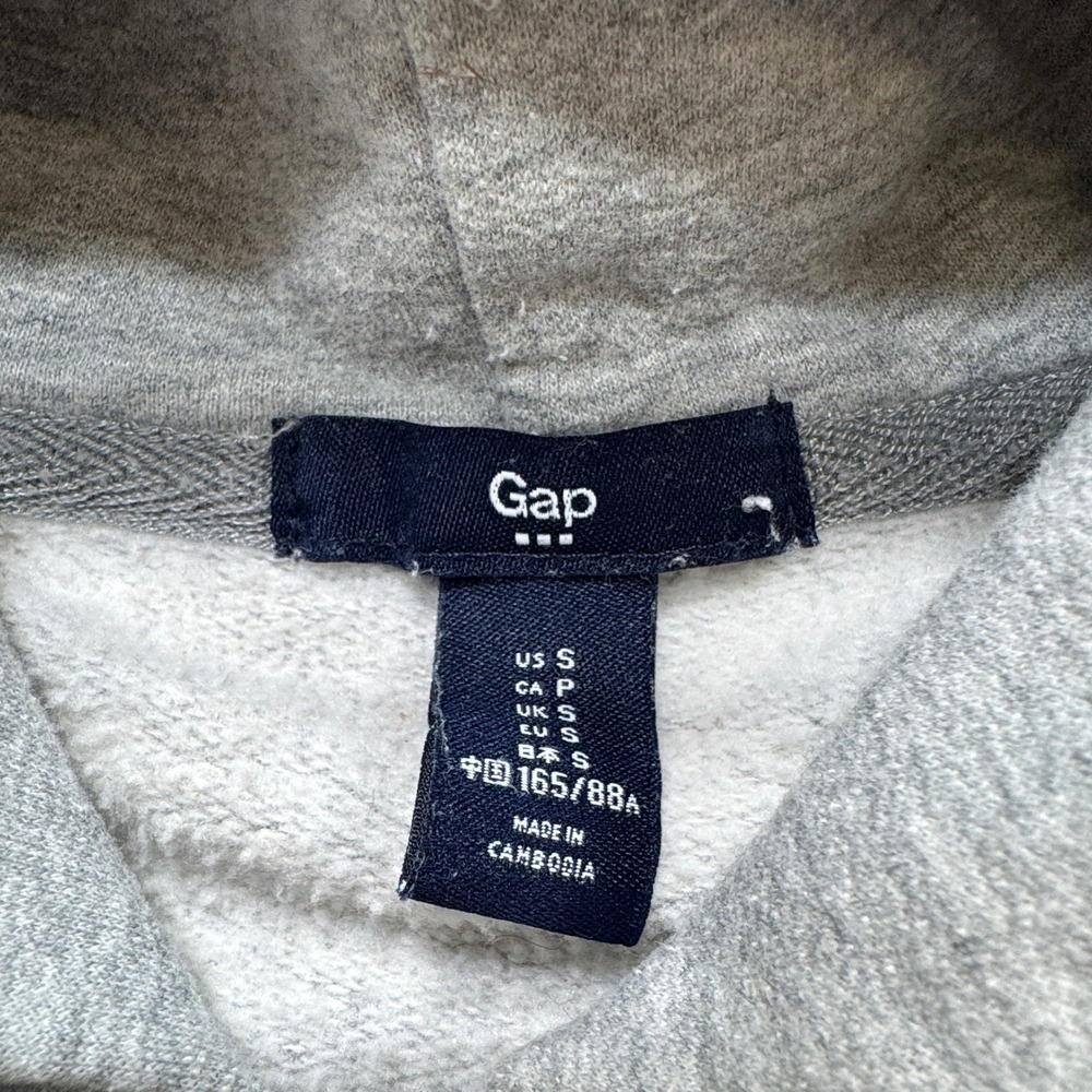 GAP Hoodie Women's Small Light Gray Embroidered Fleece Lined Full Zip Skater - Picture 6 of 6